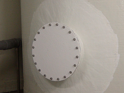 reparatie mangat silo met polyestercoating
